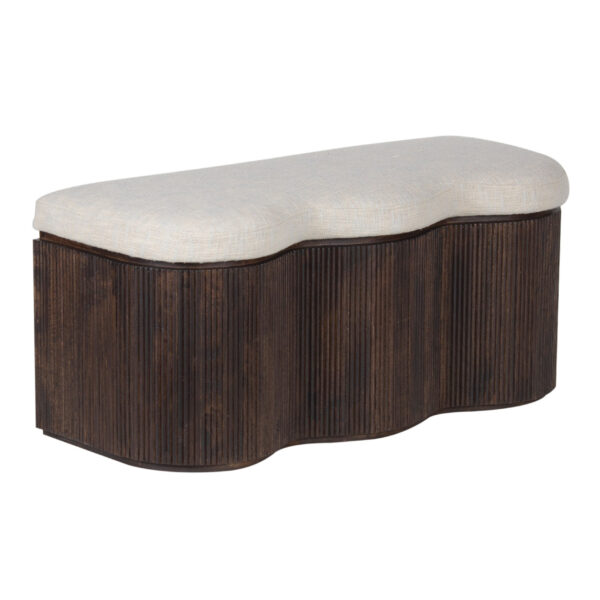 Jodie Mango Wood Storage Bench With Fabric Upholstery Seat