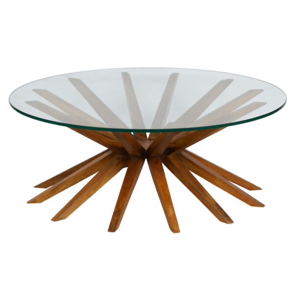 Kartell Mango Wood Glass Round Coffee Table