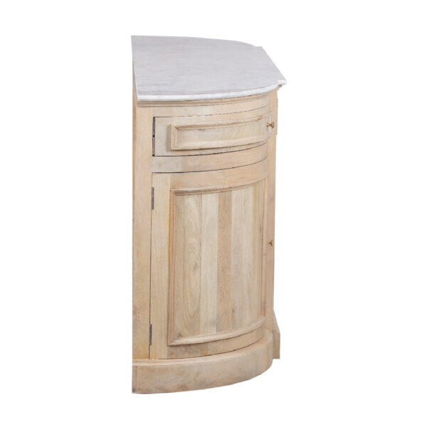 Kensington Mango Wood Marble Top Curved Buffet 4 Door 4 Drawer