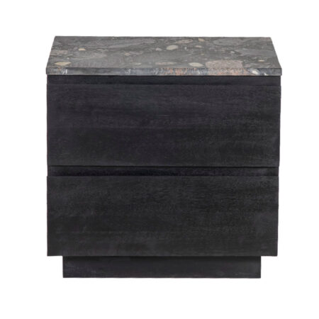 Laguna 2 Drawer Side Table With Sawar Marble