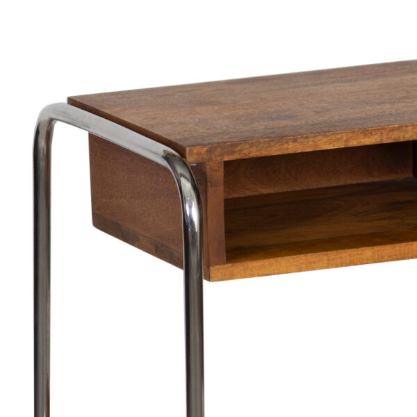 Ledell Mango Wood 1 Open Shelf Side Table With Stainless Steel Base