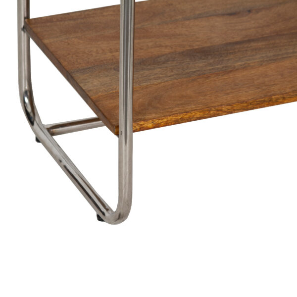 Ledell Mango Wood 1 Open Shelf Side Table With Stainless Steel Base