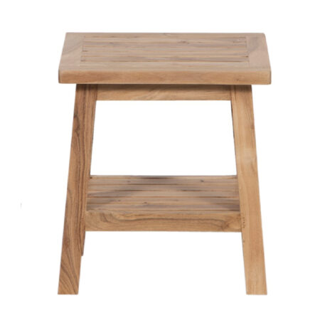 Linen Acacia Side Table With shelf