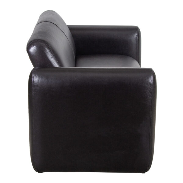 Lio Black Laguna Buff Leather Love Seat Sofa