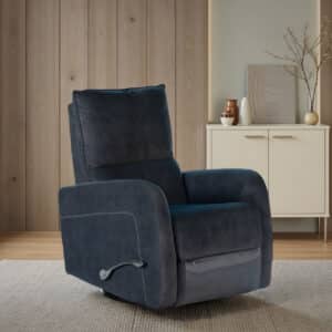 Madras Fabric Reclining Armchair – Blue