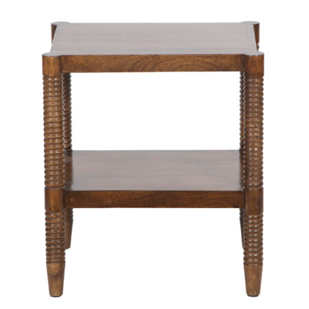 Mala Mango Wood Side Table With Shelf – Chestnut