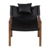 Malibu Acacia Wood Black Buff Leather Sling Chair