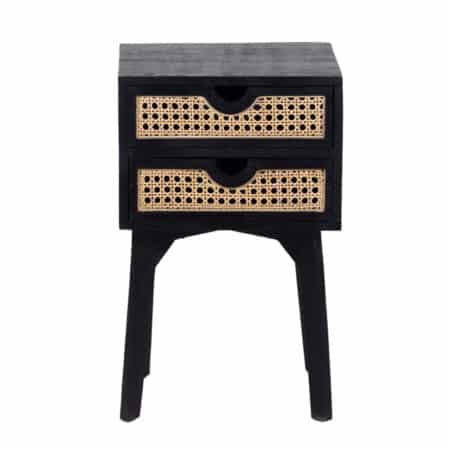 Rabat Mango Wood Rattan 2 Drawer Bedside Table