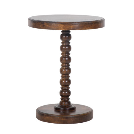 Mango Wood Round Side Table Chestnut