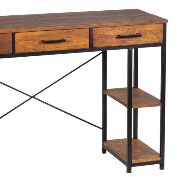 Marisol Mango Wood Metal Base With Shelf Narrow Desk