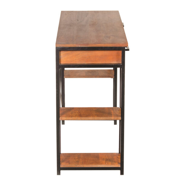 Marisol Mango Wood Metal Base With Shelf Narrow Desk