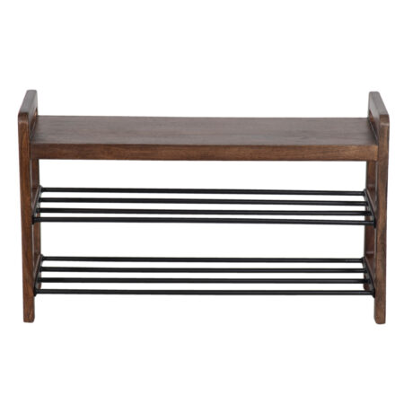 Martin Acacia Wood with Metal Shelf Bench