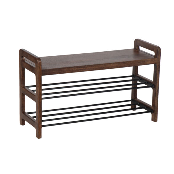 Martin Acacia Wood With Metal Shelf Bench