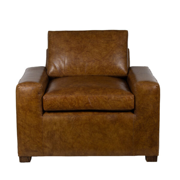 Maxwell Brown Buff Leather 1 Seater Sofa