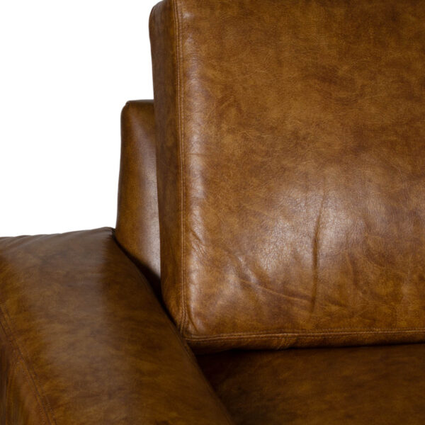 Maxwell Brown Buff Leather 1 Seater Sofa