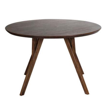 Mid Century Acacia Wood Round Dining Table Large