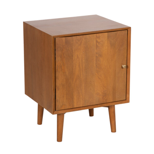 Mid Century Mango Wood 1 Door Bedside Table