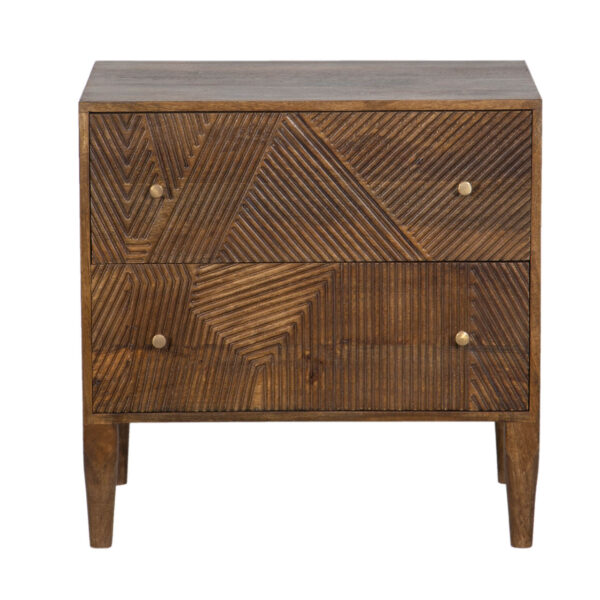 Miha Mango Wood 2 Drawer Night Stand