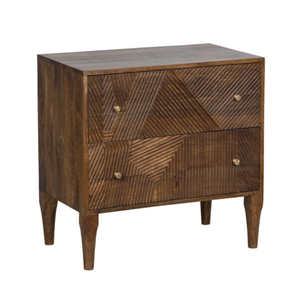 Miha Mango Wood 2 Drawer Night Stand