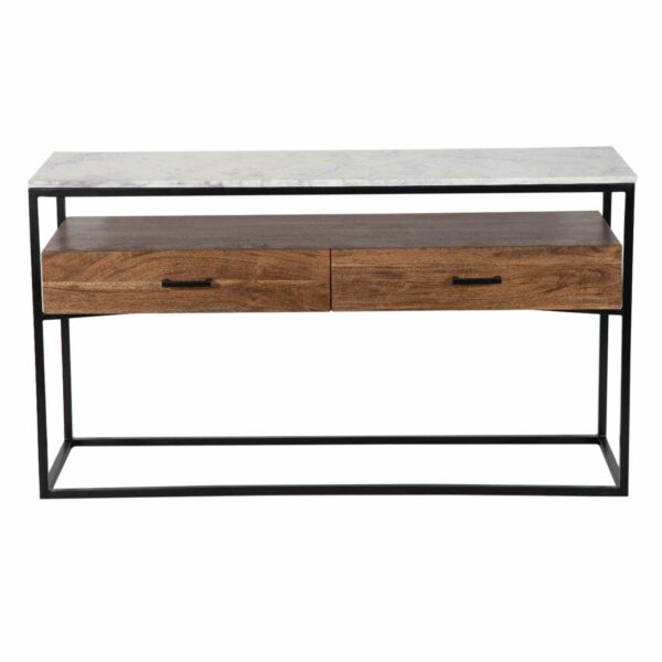 Mikado Acacia Wood Marble Top Console Table