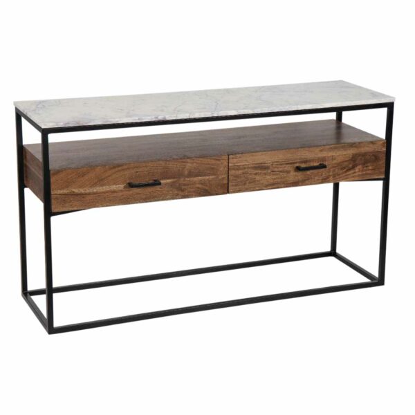 Mikado Acacia Wood Marble Top Console Table