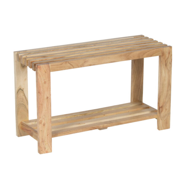 Montana Acacia Bench With Slats Shelf