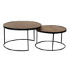 Nested Mango Wood Top Metal Base Set of 2 Tables