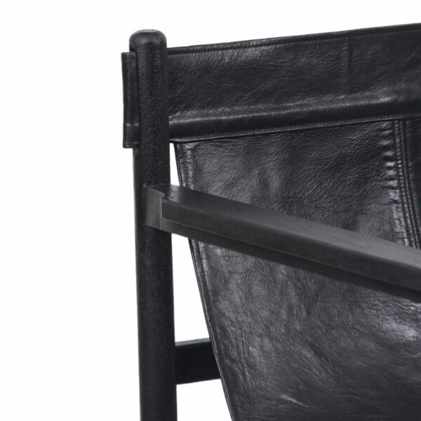 Nolan Acacia Wood Black Buff Leather Sling Chair