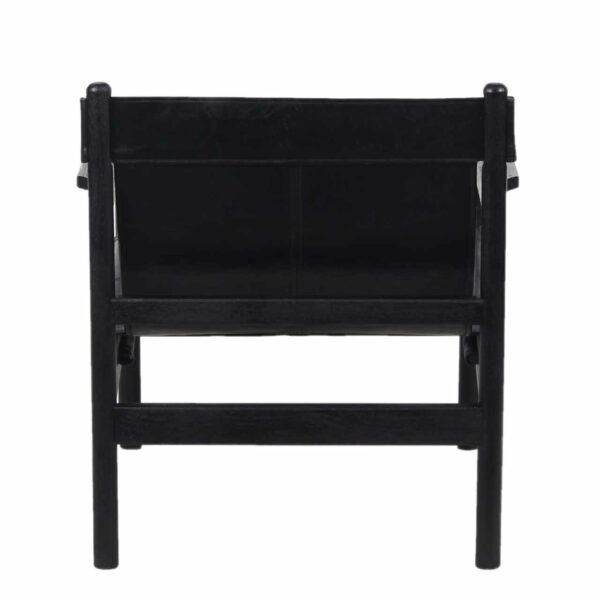 Nolan Acacia Wood Black Buff Leather Sling Chair