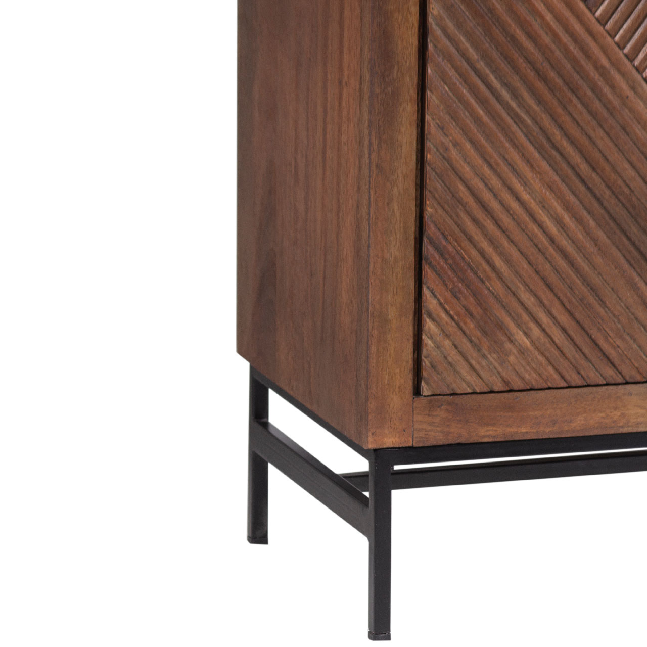 Nolan Mango Wood Metal Stand 2 Door Cabinet