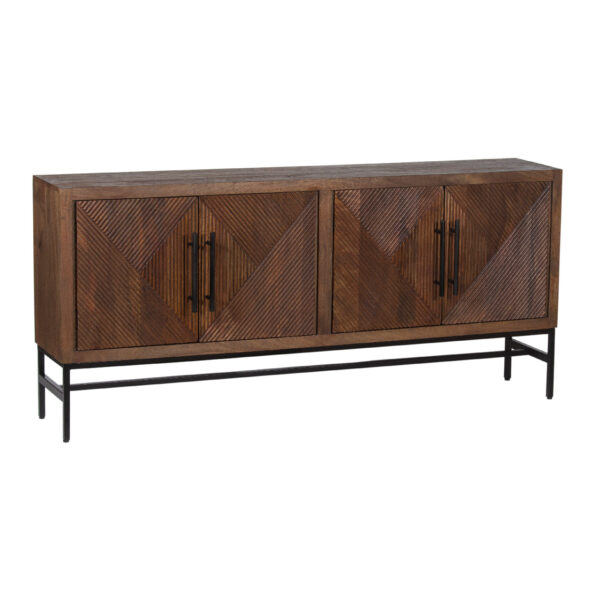 Nolan Mango Wood Metal Stand 4 Door Sideboard