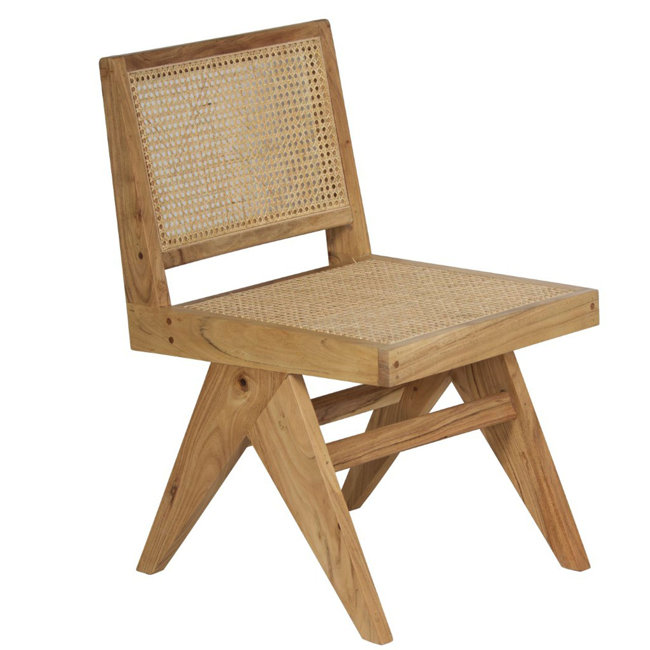 Nordic Acacia Wood Rattan Chair