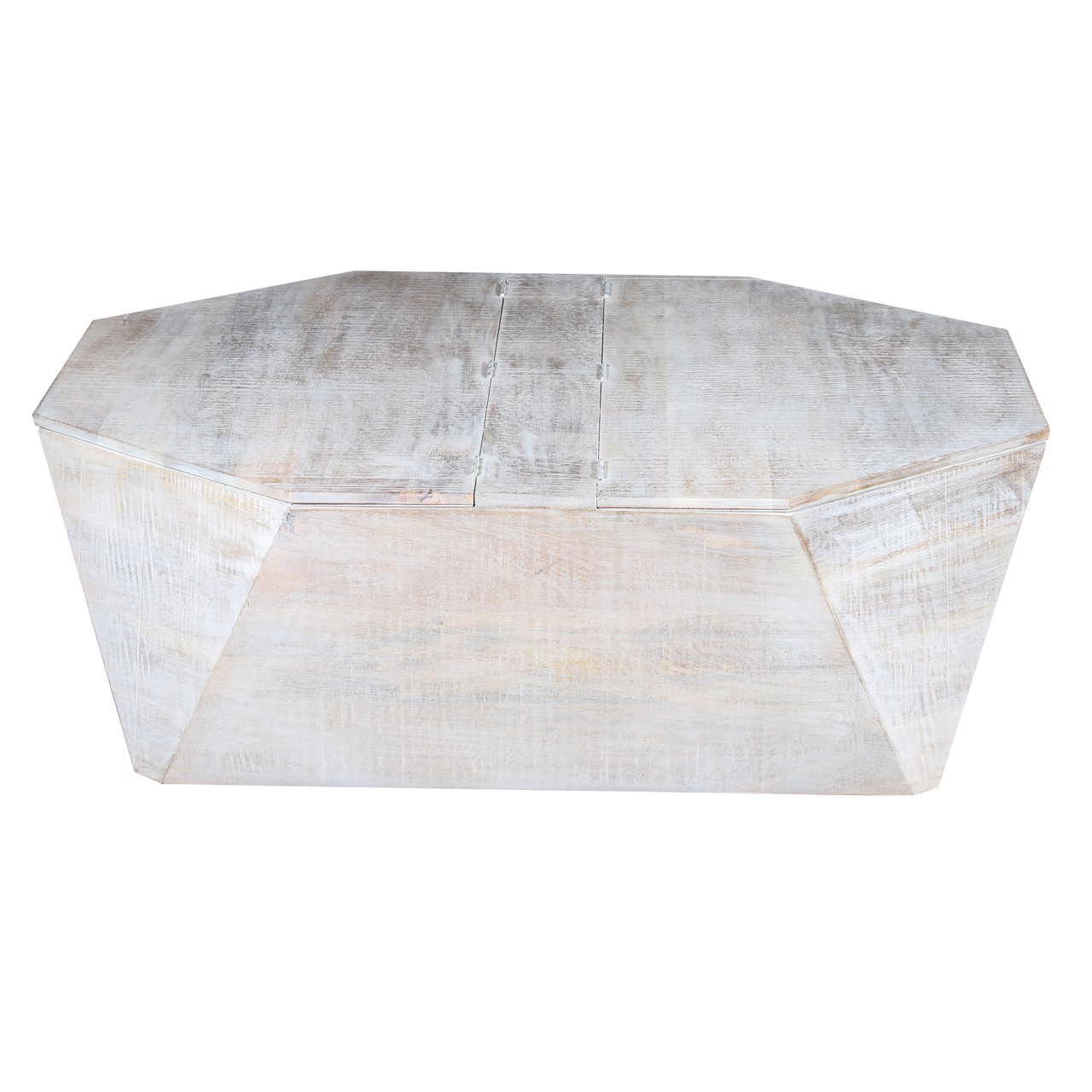Octagonal Mango Wood Coffee Table With Storage