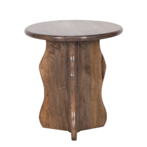 Ondine Mango Wood Round Side Table – Walnut