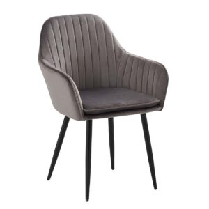 Channel Velvet Armchair – Dark Grey