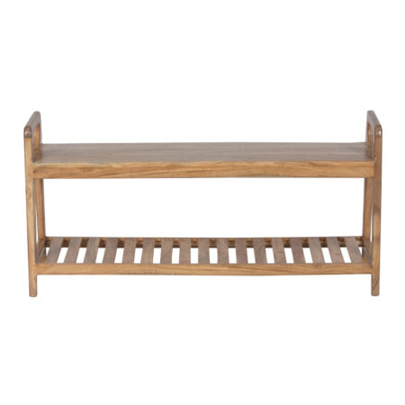 Palam Acacia Wood Bench with Slats Shelf Large