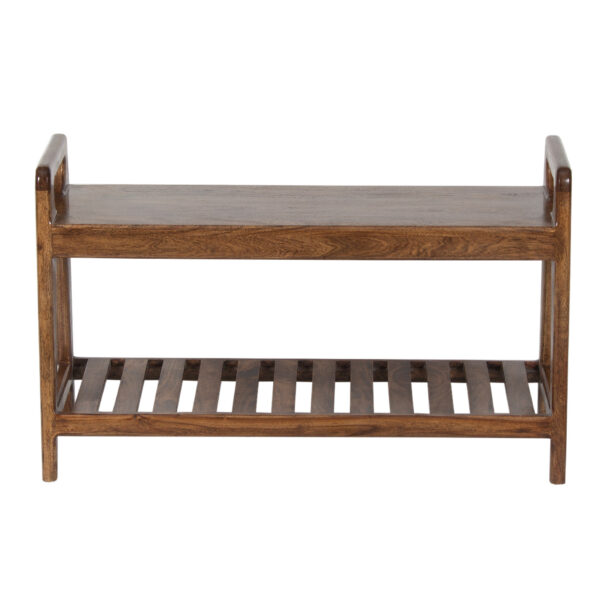 Palam Acacia Wood Bench With Slats Shelf Small