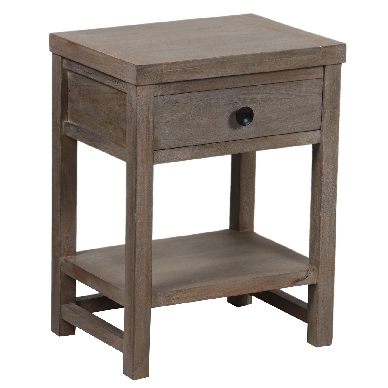 Farmhouse Mango Wood Night Stand 1 Drawer with Shelf