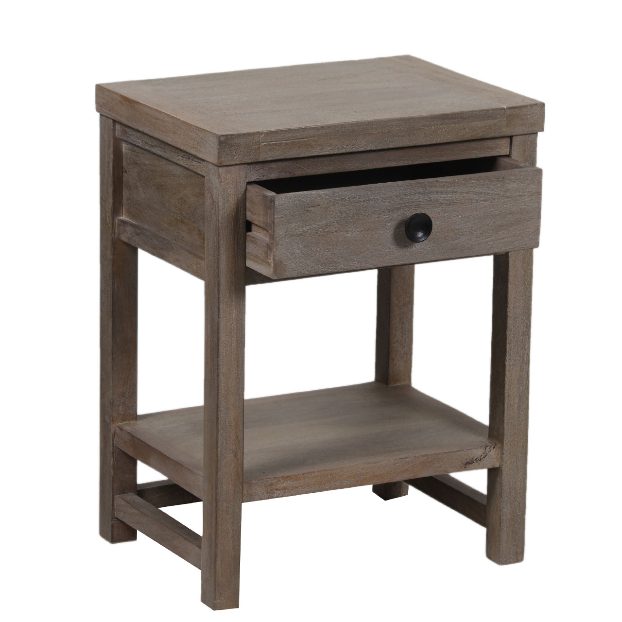 Farmhouse Mango Wood Night Stand 1 Drawer with Shelf