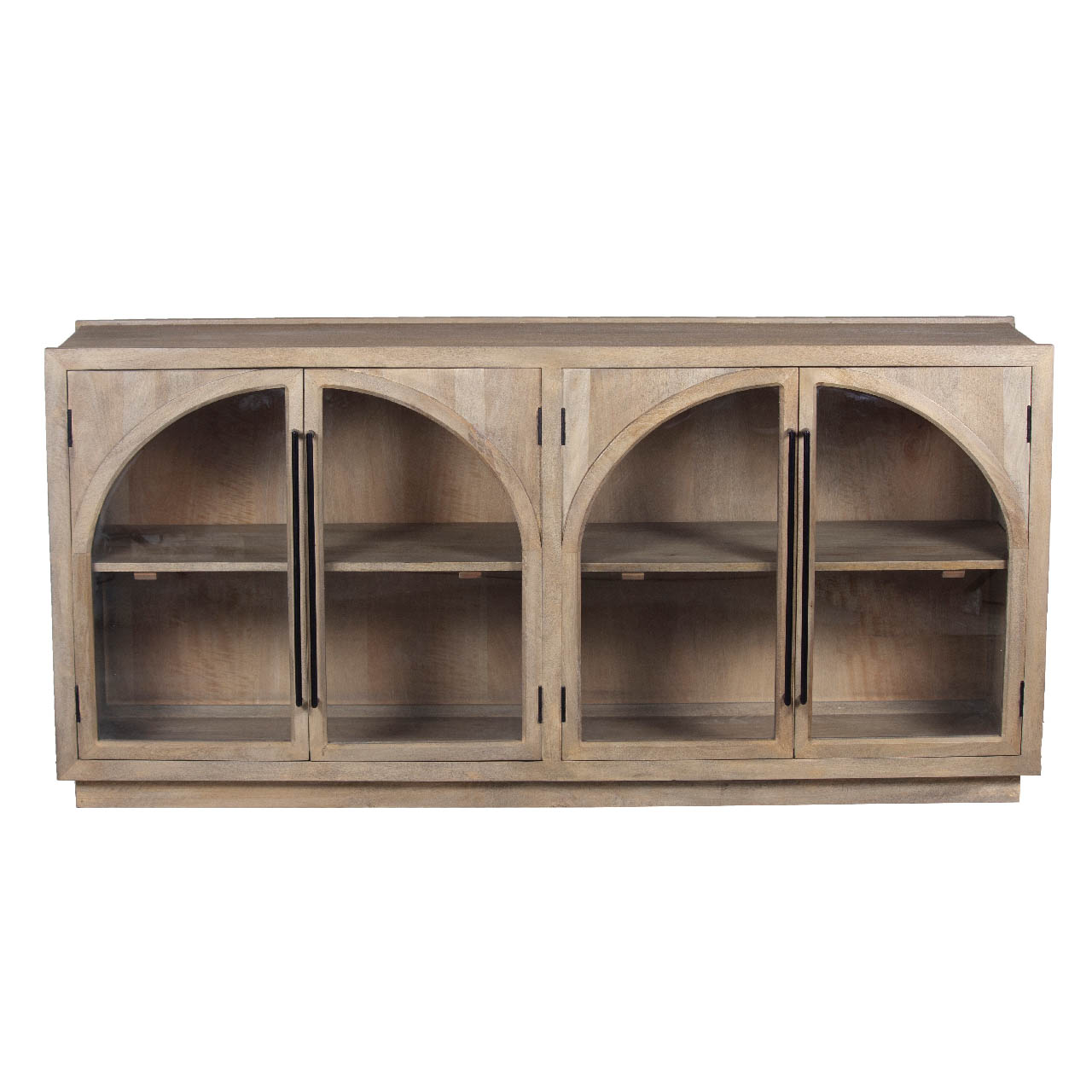 Pattie Mango Wood Glass 4 Door Sideboard