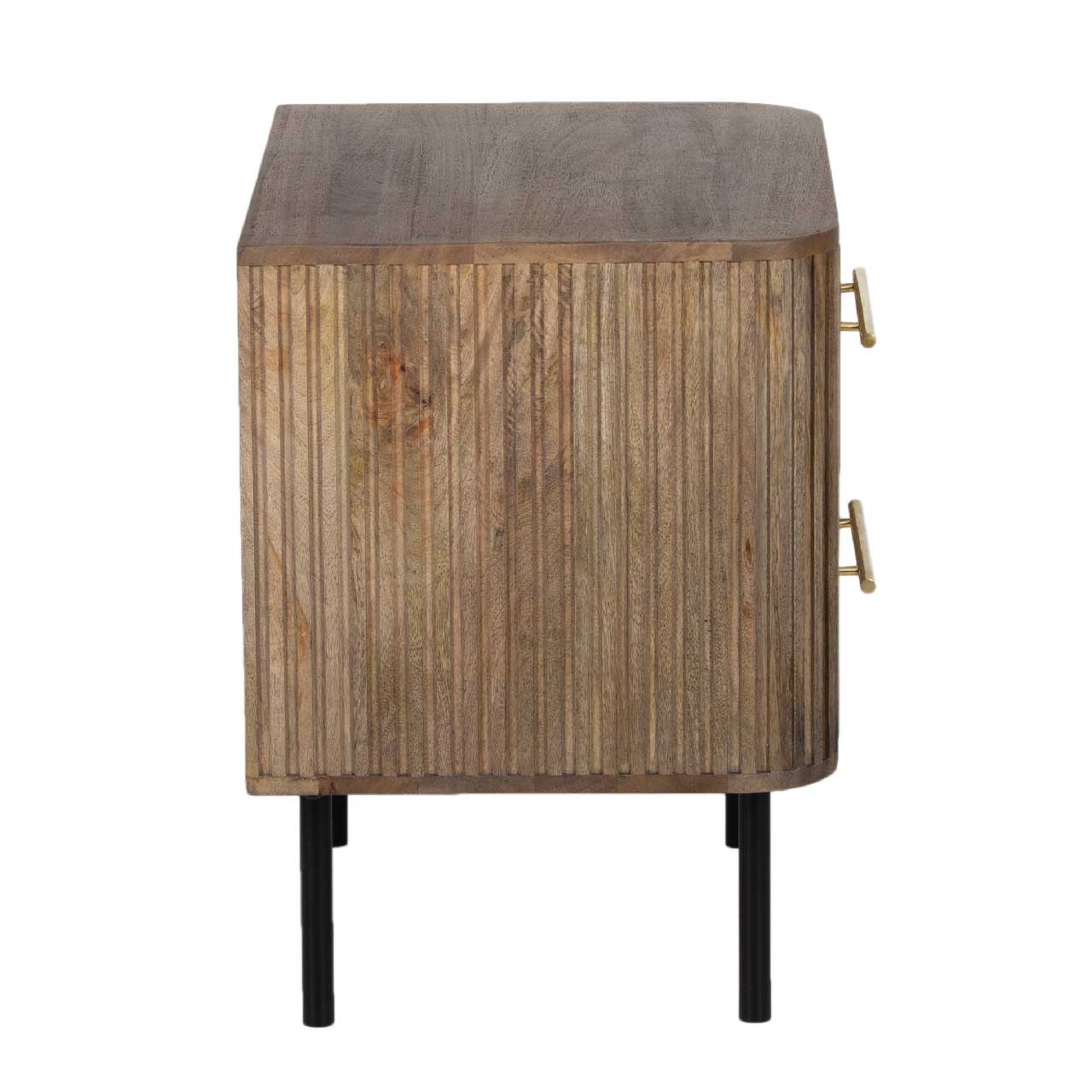 Paylor Mango Wood Metal Legs 2 Drawer Night Stand
