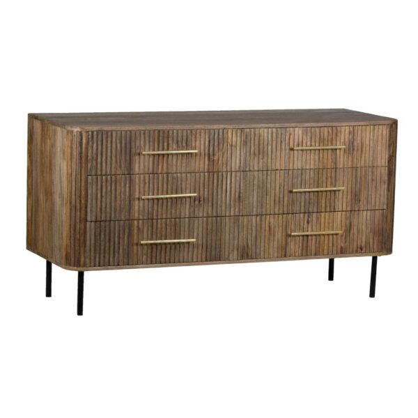 Paylor Mango Wood Metal Legs 6 Drawer Dresser