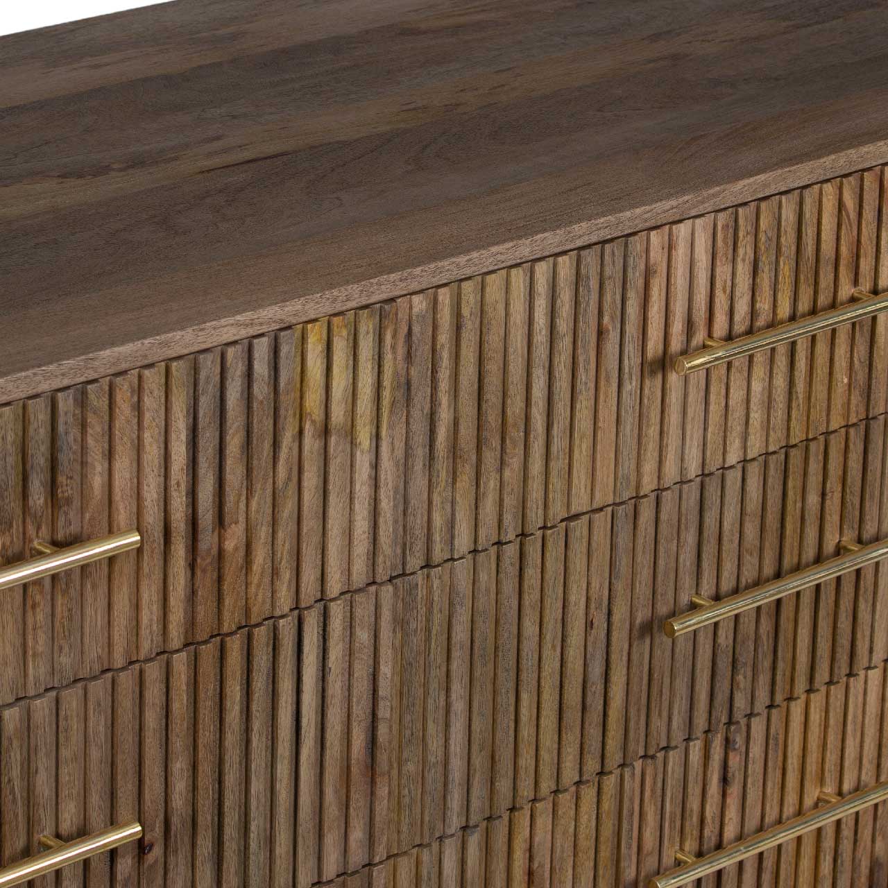 Paylor Mango Wood Metal Legs 6 Drawer Dresser