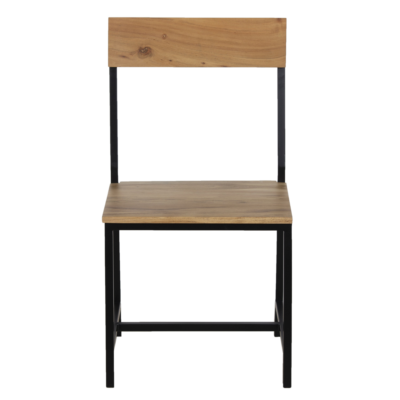 Pike Acacia Wood Seat Back Metal Frame Dining Chair