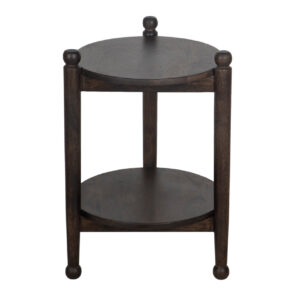 Polo Mango Wood Round Side Table – Dark Walnut