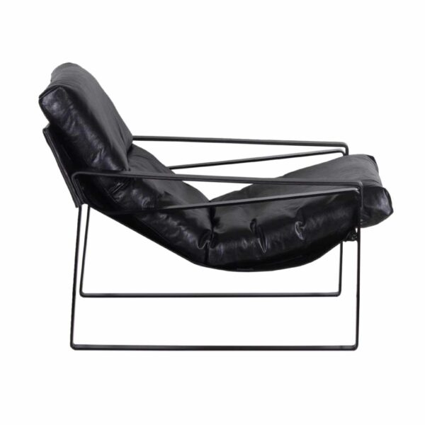 Porgabi Metal Black Buff Leather Lounge Chair