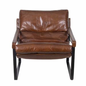 Porgabi Metal Brown Buff Leather Lounge Chair