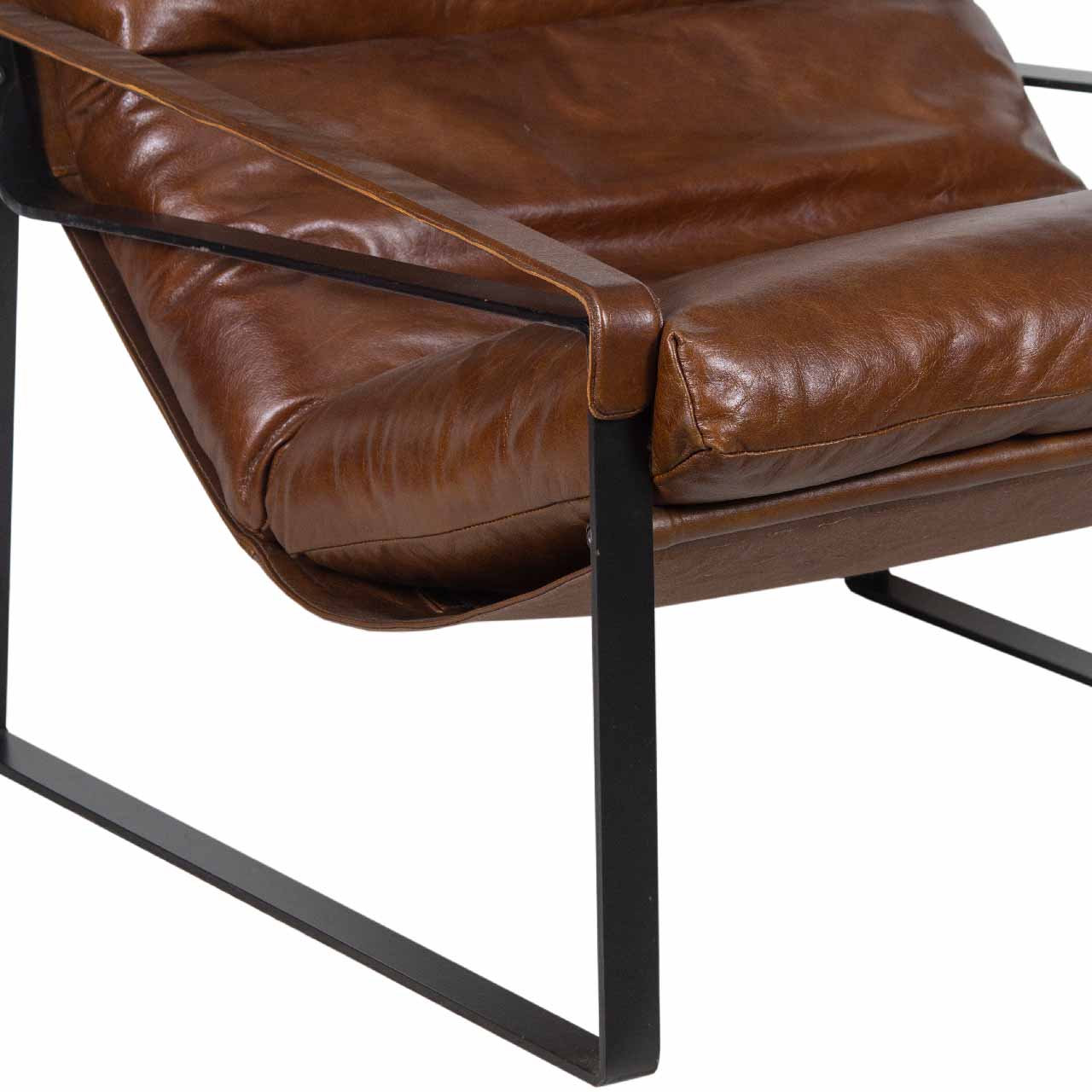 Porgabi Metal Brown Buff Leather Lounge Chair
