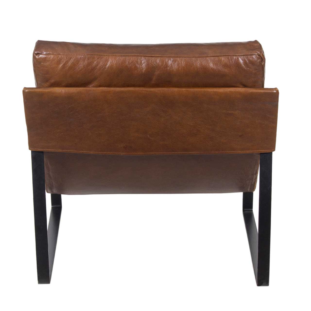 Porgabi Metal Brown Buff Leather Lounge Chair
