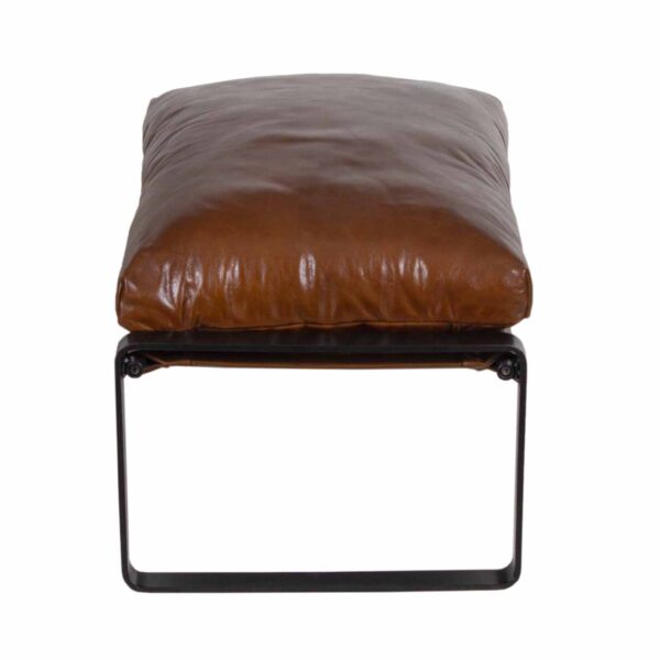 Porgabi Metal Brown Buff Leather Ottoman